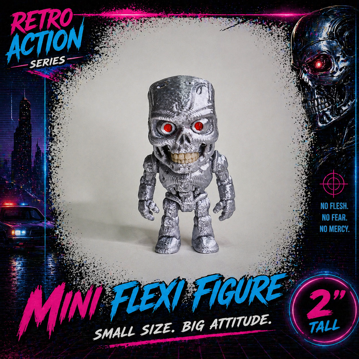 Terminator T-800 Mini Flexi Figure – 80s Retro Action Movie Articulated Mini Figure