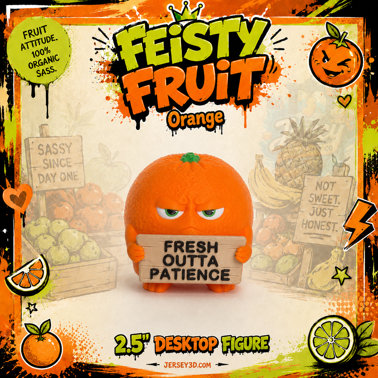 Feisty Fruit - Orange/Lime/Lemon - Funny Kitchen Decor Figurines